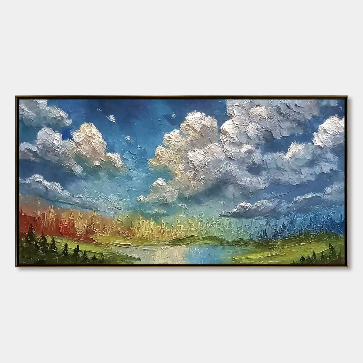 CHROMATIC HORIZON: Large Textured Abstract Cityscape Landscape Painting