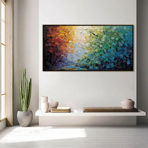 CHROMATIC HORIZON: Large Textured Abstract Impasto Oil Painting