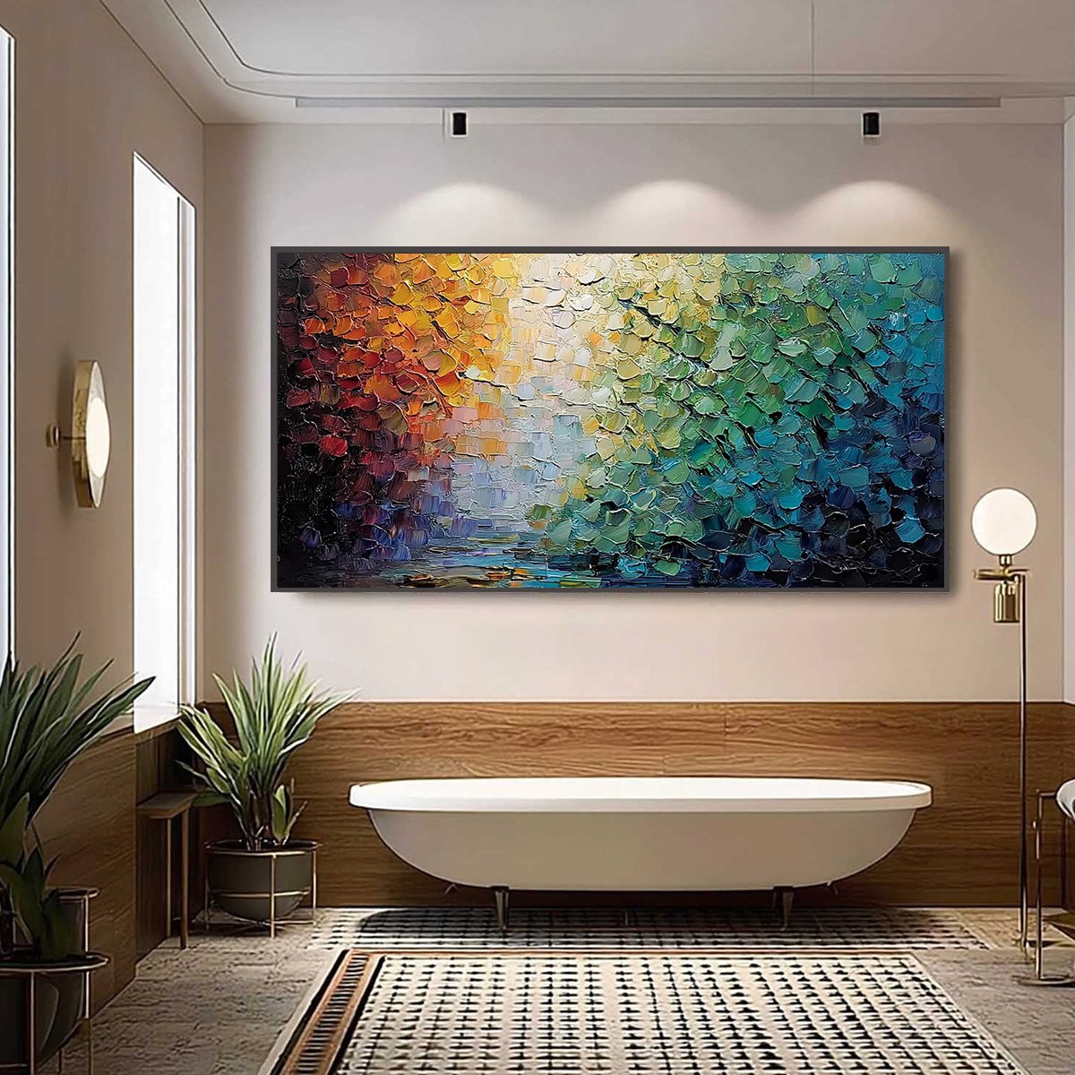 CHROMATIC HORIZON: Large Textured Abstract Impasto Oil Painting