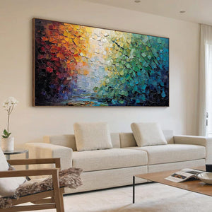 CHROMATIC HORIZON: Large Textured Abstract Impasto Oil Painting