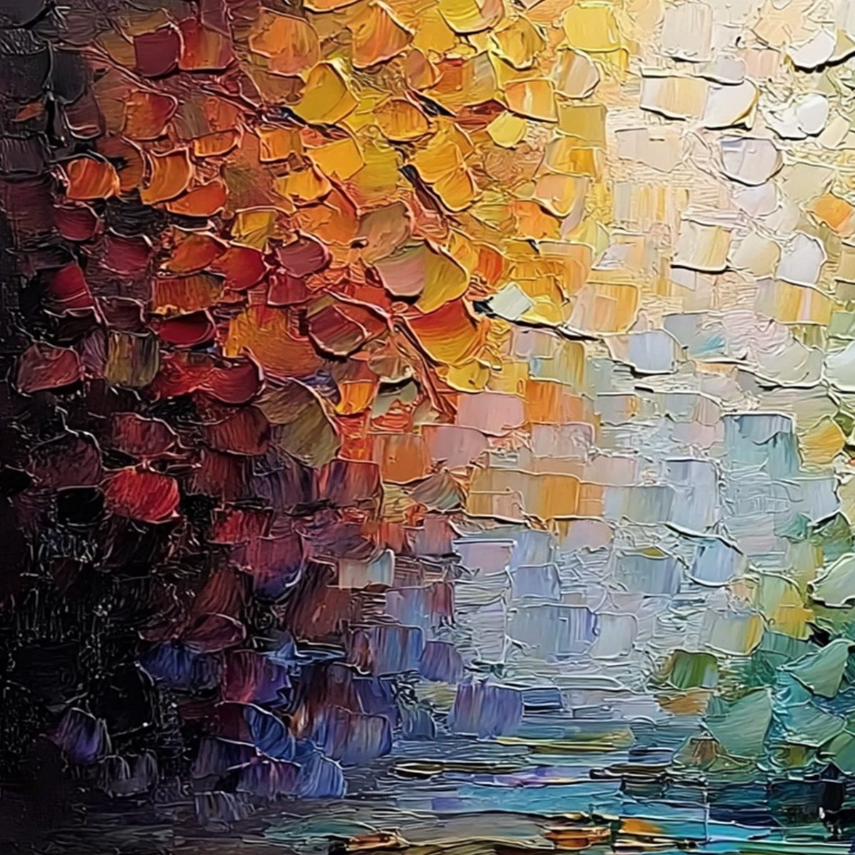 CHROMATIC HORIZON: Large Textured Abstract Impasto Oil Painting