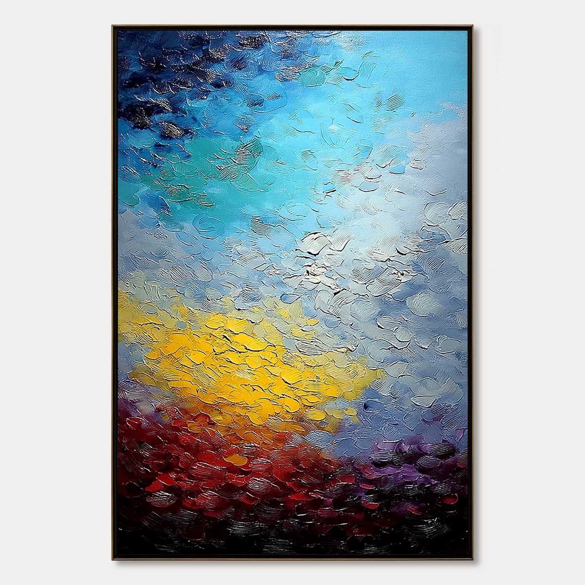 CHROMATIC HORIZON: Vertical Textured Abstract Landscape Oil Painting