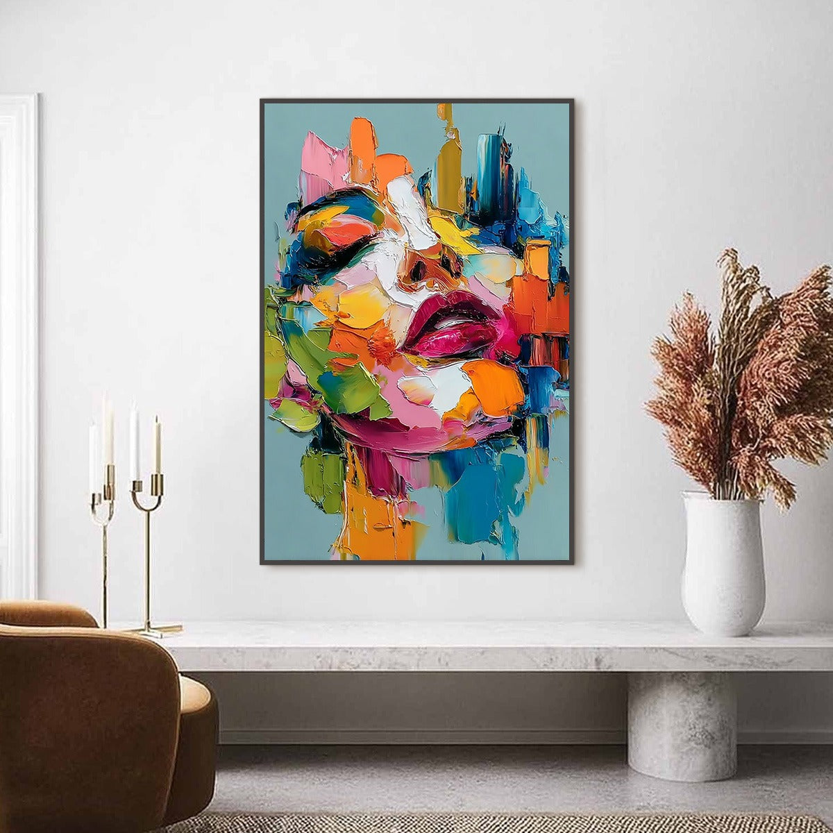 CHROMATIC MUSE: Colorful Abstract Impasto Portrait Palette Knife Painting