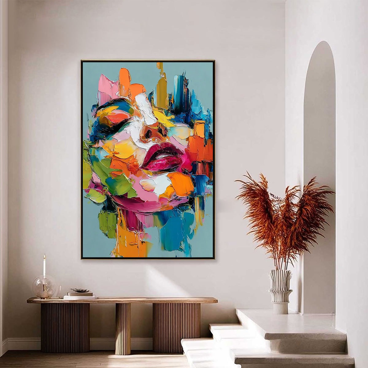 CHROMATIC MUSE: Colorful Abstract Impasto Portrait Palette Knife Painting