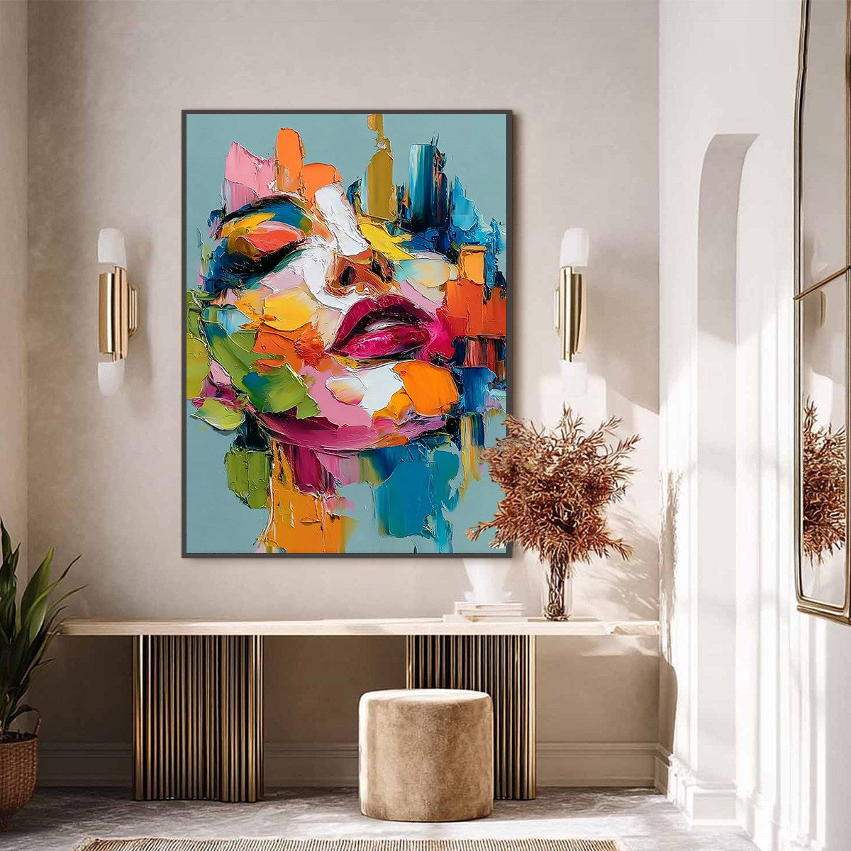 CHROMATIC MUSE: Colorful Abstract Impasto Portrait Palette Knife Painting