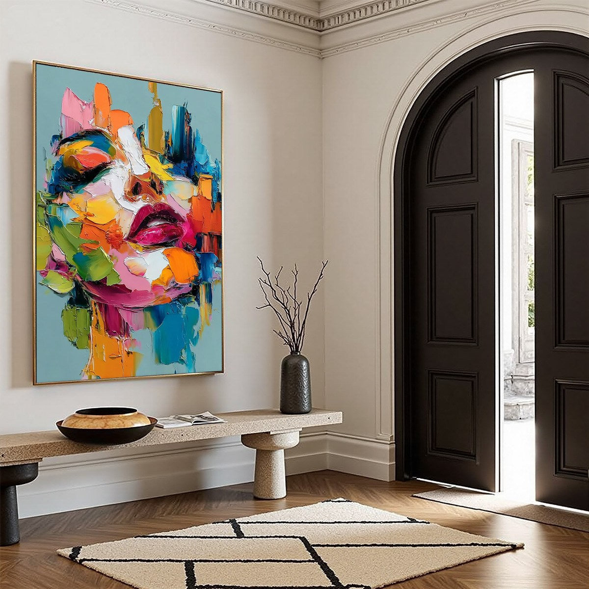 CHROMATIC MUSE: Colorful Abstract Impasto Portrait Palette Knife Painting