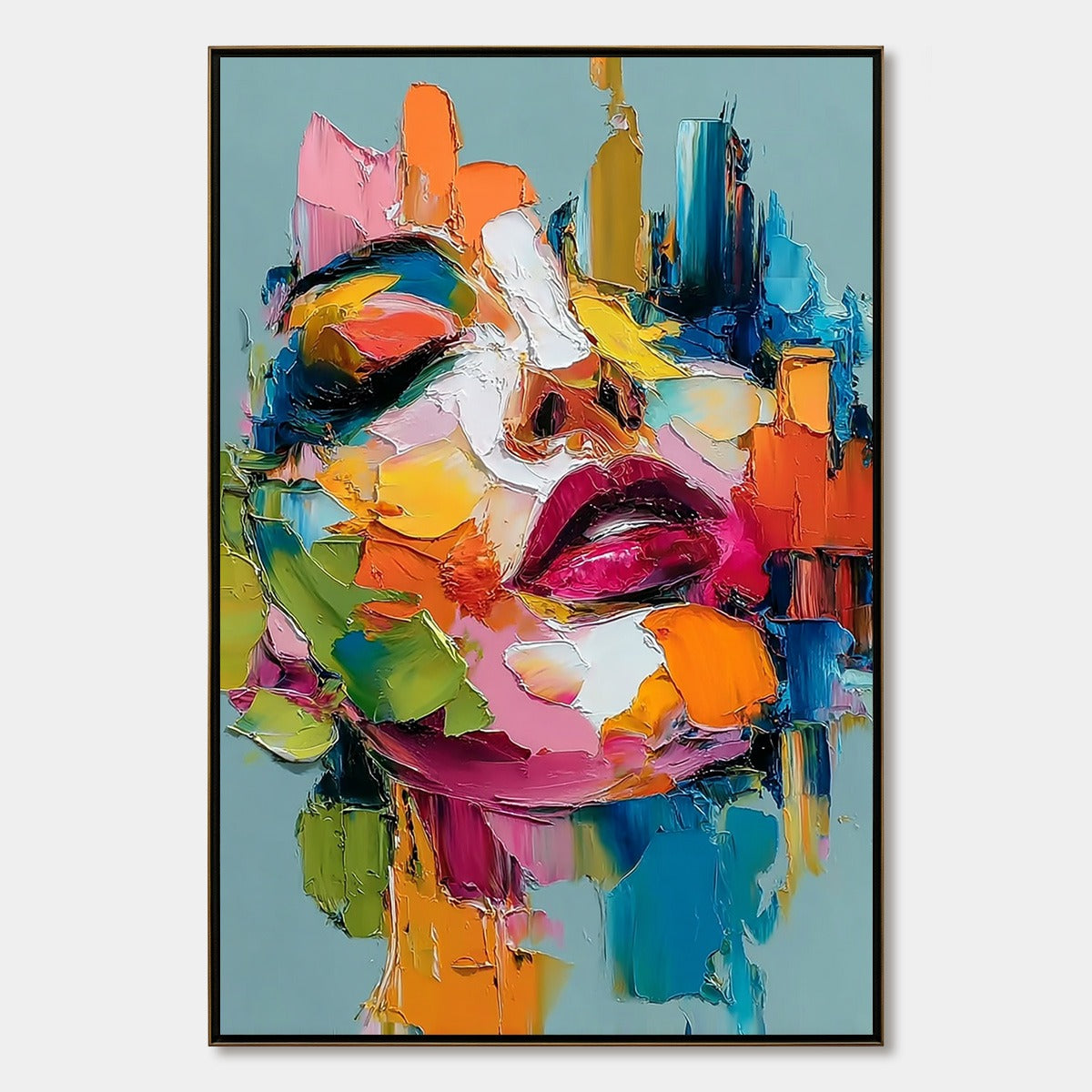 CHROMATIC MUSE: Colorful Abstract Impasto Portrait Palette Knife Painting