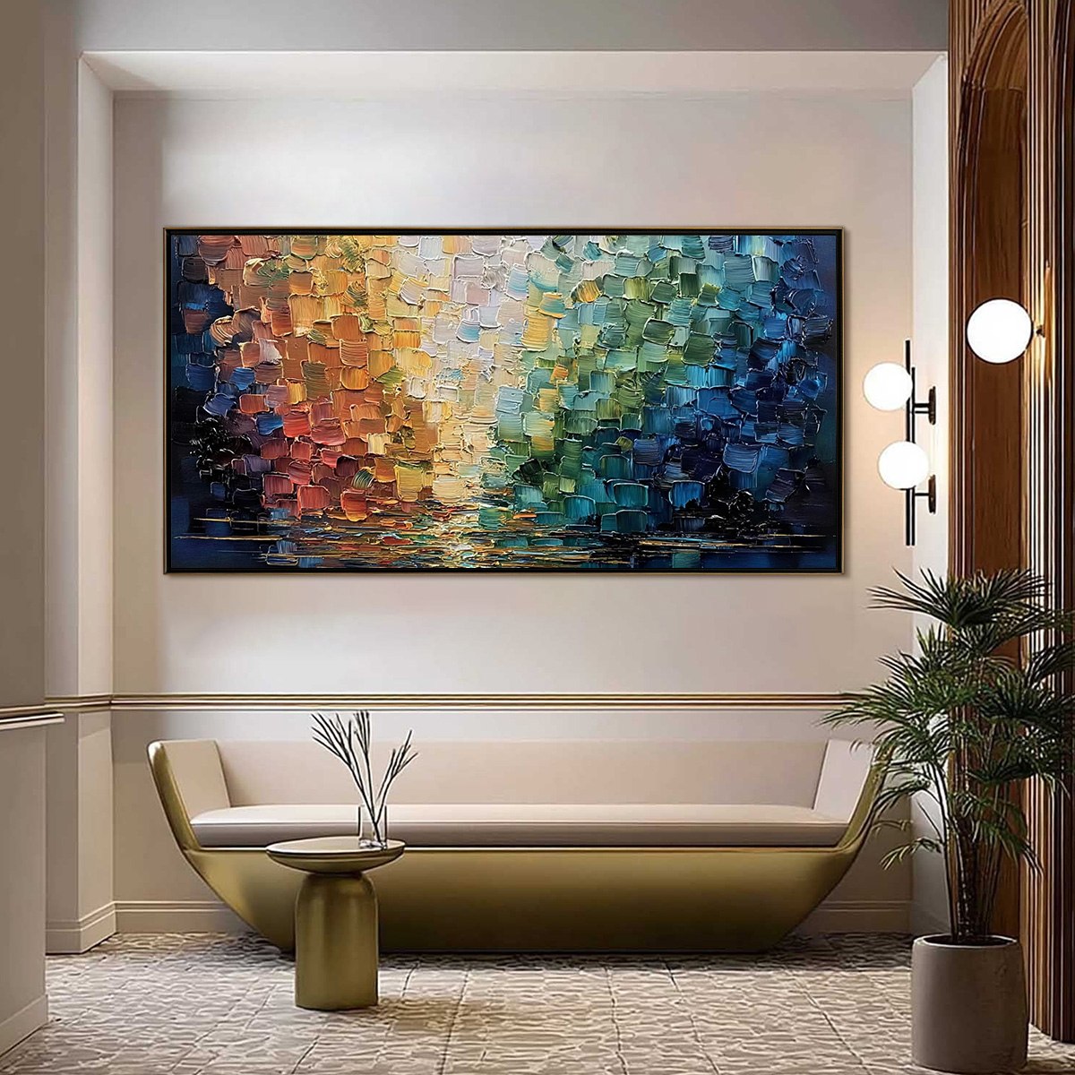 CHROMATIC REFLECTIONS: Heavy Texture Abstract Palette Knife Oil Painting