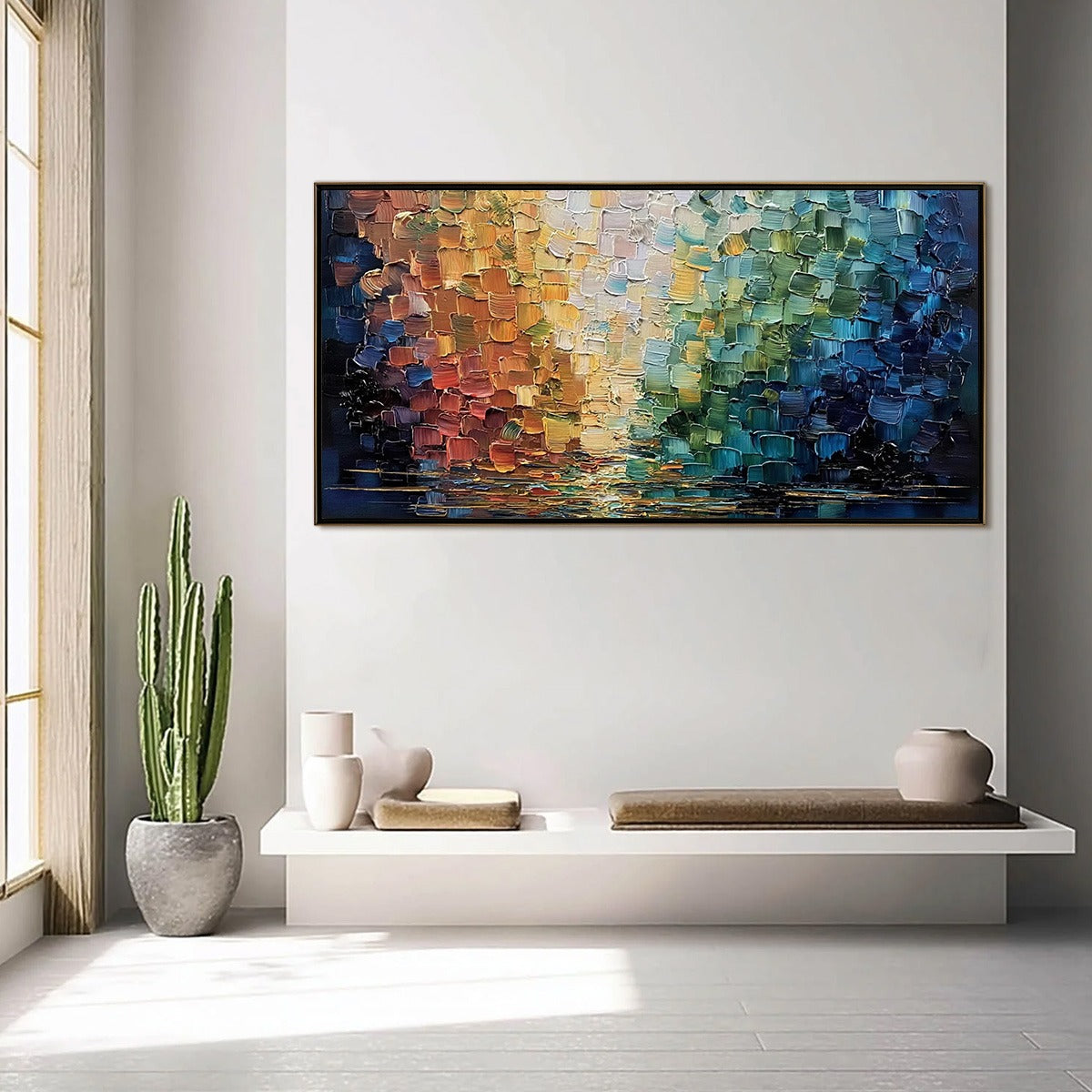 CHROMATIC REFLECTIONS: Heavy Texture Abstract Palette Knife Oil Painting