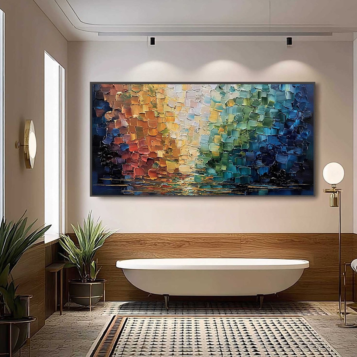 CHROMATIC REFLECTIONS: Heavy Texture Abstract Palette Knife Oil Painting
