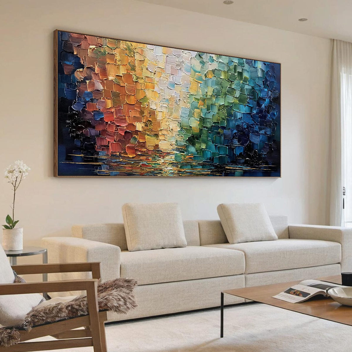 CHROMATIC REFLECTIONS: Heavy Texture Abstract Palette Knife Oil Painting