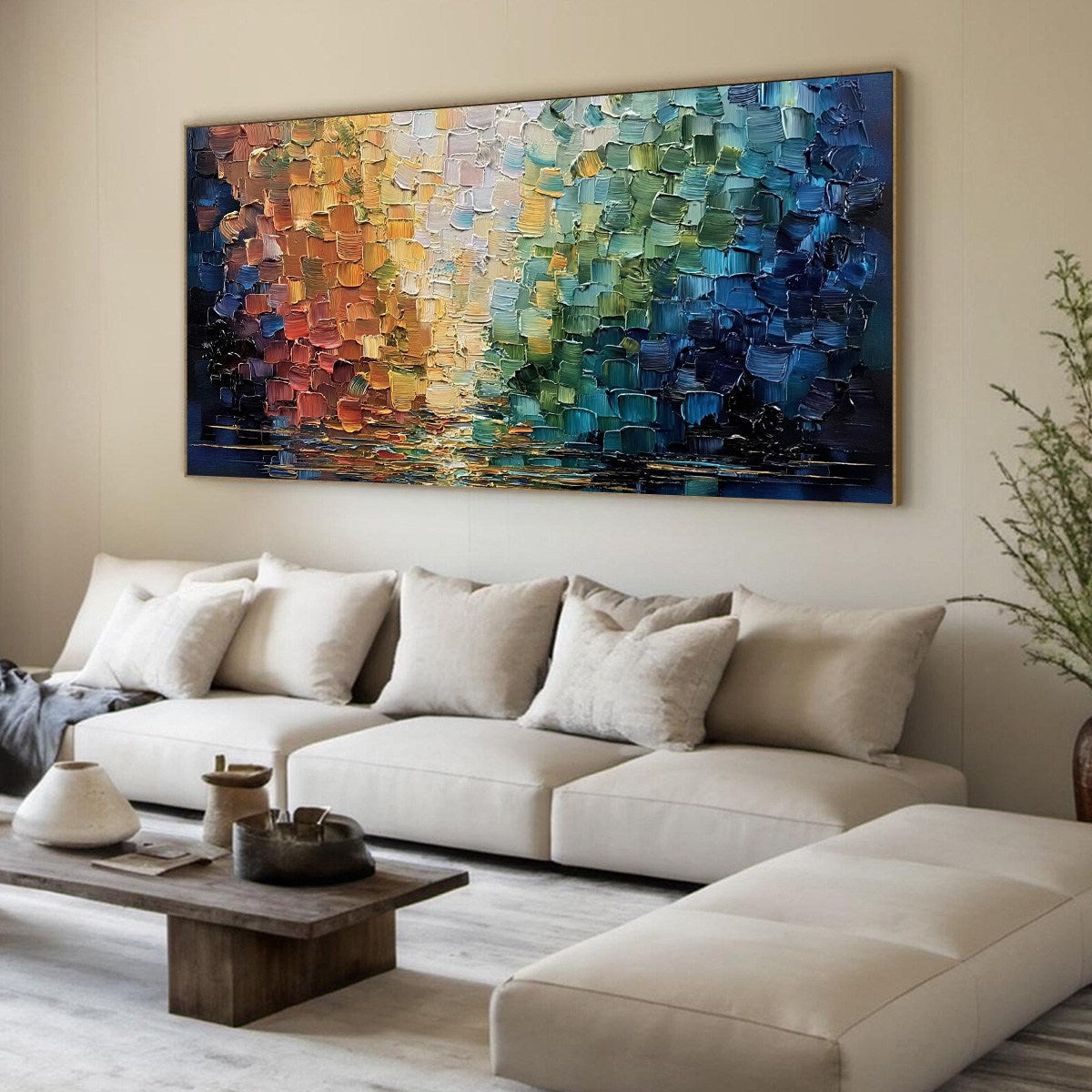 CHROMATIC REFLECTIONS: Heavy Texture Abstract Palette Knife Oil Painting