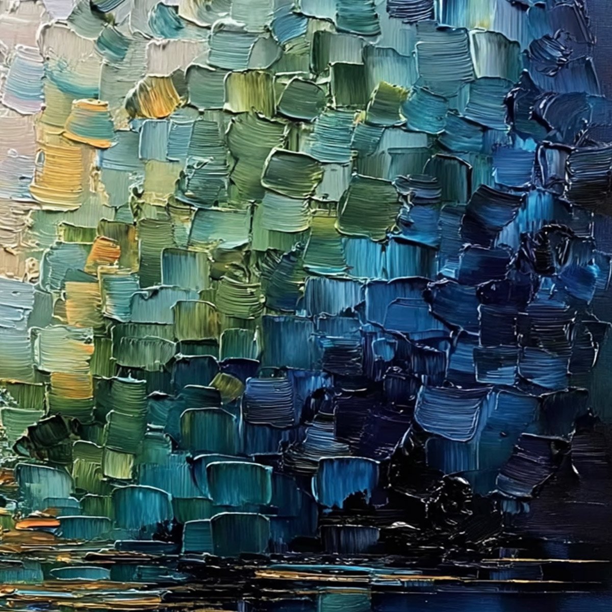 CHROMATIC REFLECTIONS: Heavy Texture Abstract Palette Knife Oil Painting