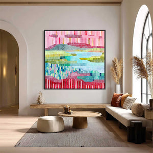 CHROMATIC WEAVE: Colorful Abstract Textured Landscape Painting