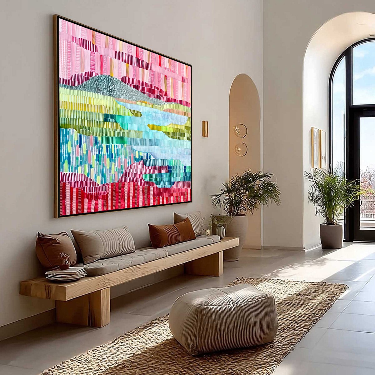 CHROMATIC WEAVE: Colorful Abstract Textured Landscape Painting