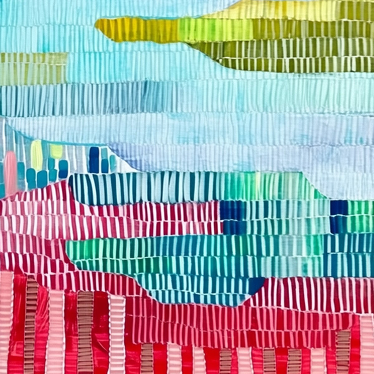 CHROMATIC WEAVE: Colorful Abstract Textured Landscape Painting