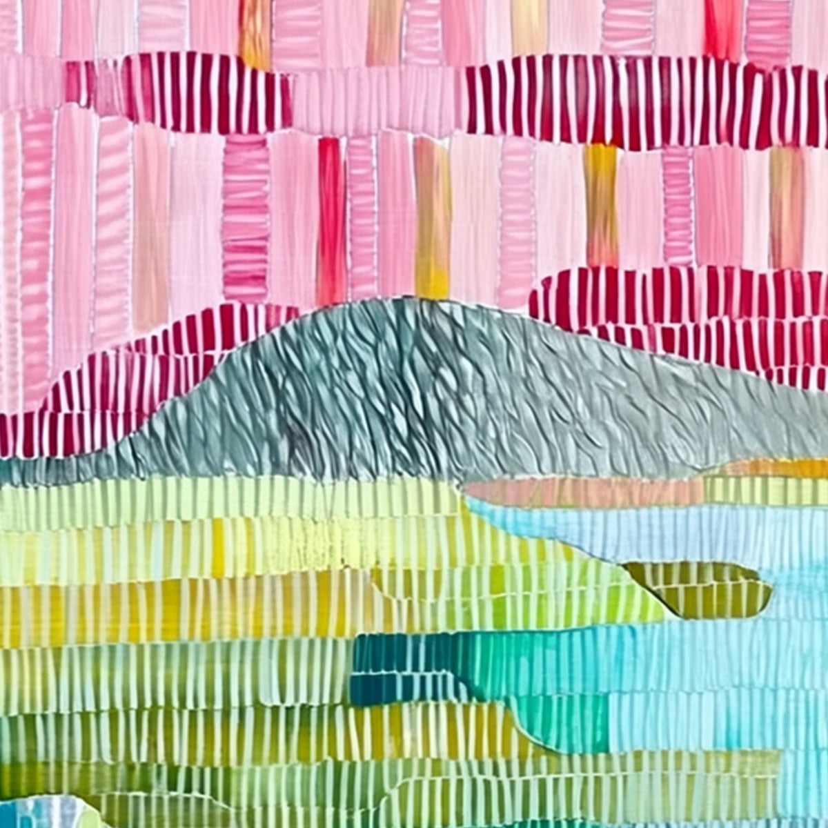 CHROMATIC WEAVE: Colorful Abstract Textured Landscape Painting