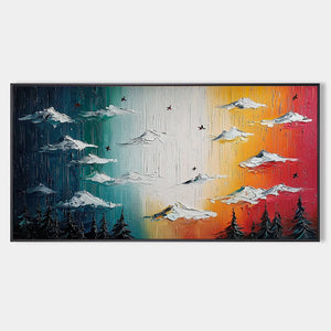 Colorful Mountain Landscape Impasto Oil Painting