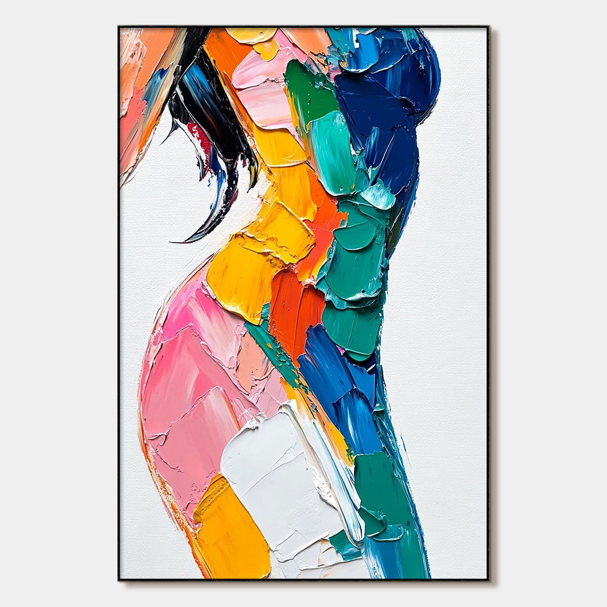 Chromatic Figure: Original Impasto Abstract Figure Oil Painting