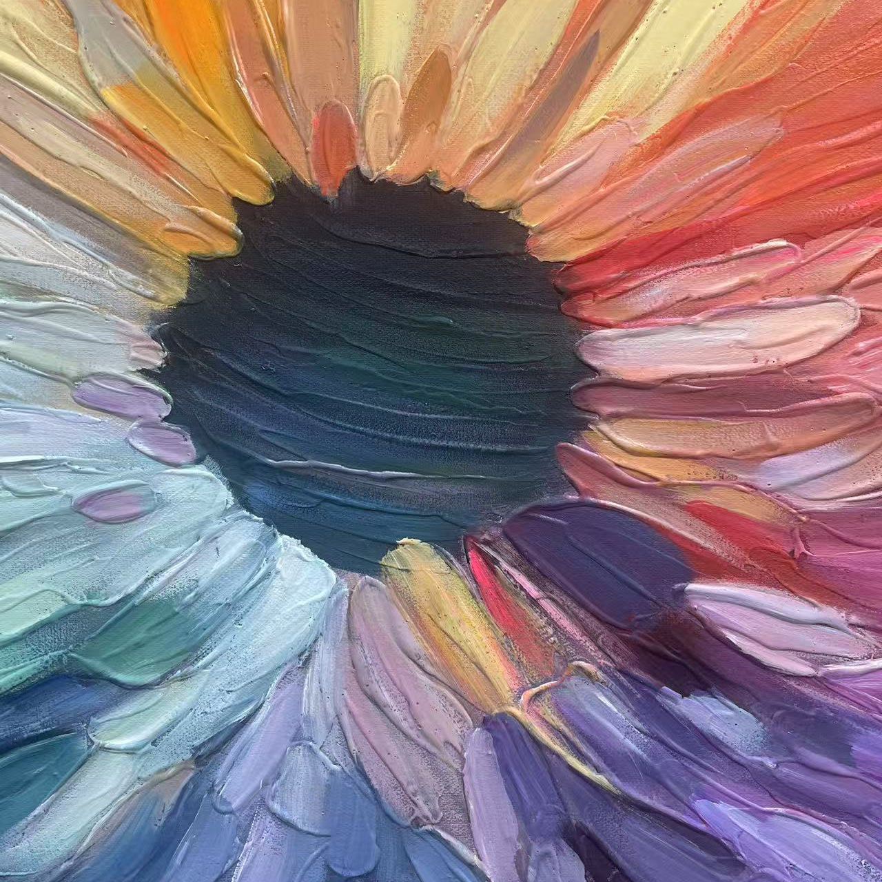 Chroma Bloom: Colorful Abstract Impasto Oil Painting Canvas Wall Art Home Decor