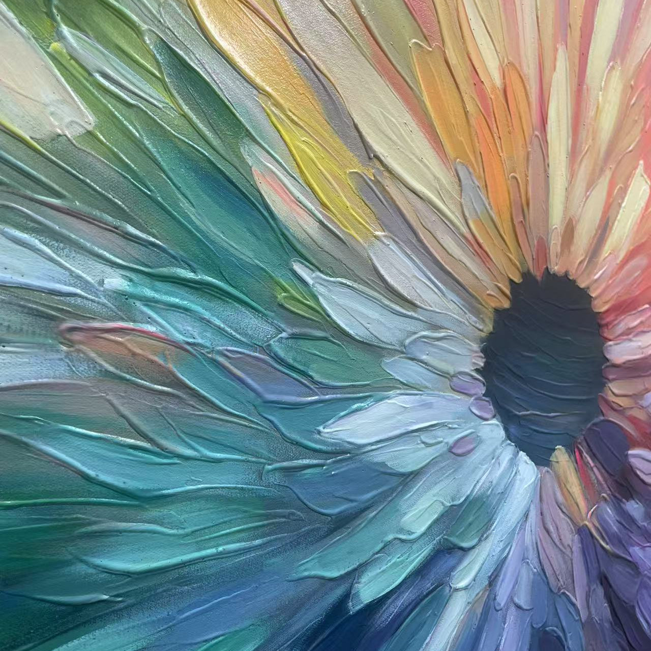 Chroma Bloom: Colorful Abstract Impasto Oil Painting Canvas Wall Art Home Decor