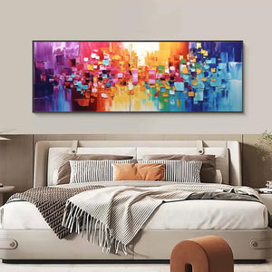 Chroma Dance: Colorful Abstract Impasto Oil Painting Canvas Wall Art Decor