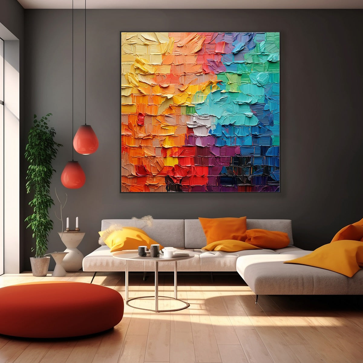 Chroma Flow: Original Textured Abstract Impasto Oil Painting - Colorful Modern Wall Art