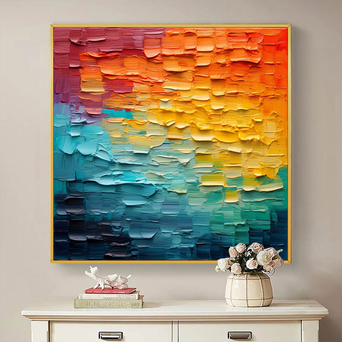 Original Textured Abstract Impasto Oil Painting - Colorful Modern Wall Art