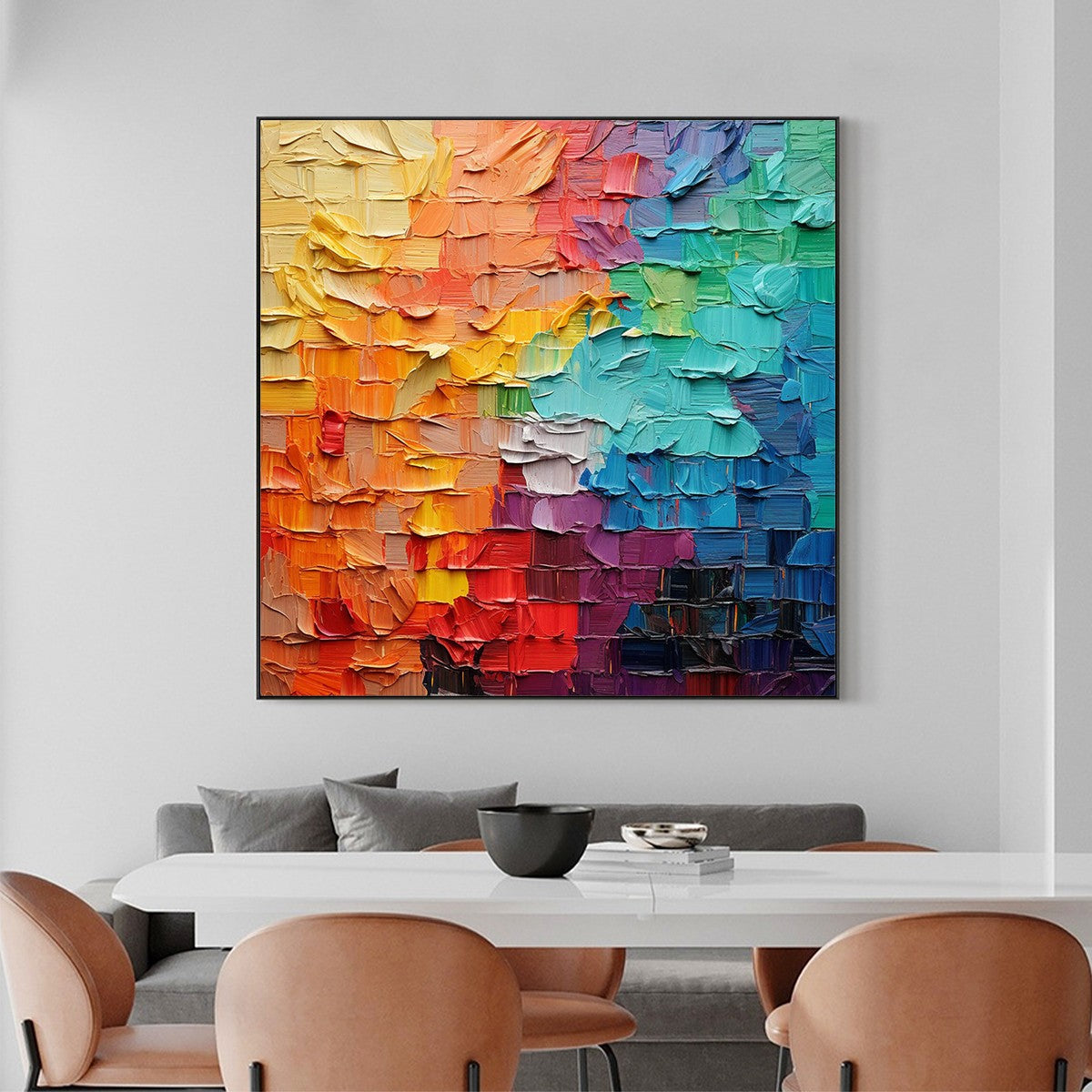 Chroma Flow: Original Textured Abstract Impasto Oil Painting - Colorful Modern Wall Art