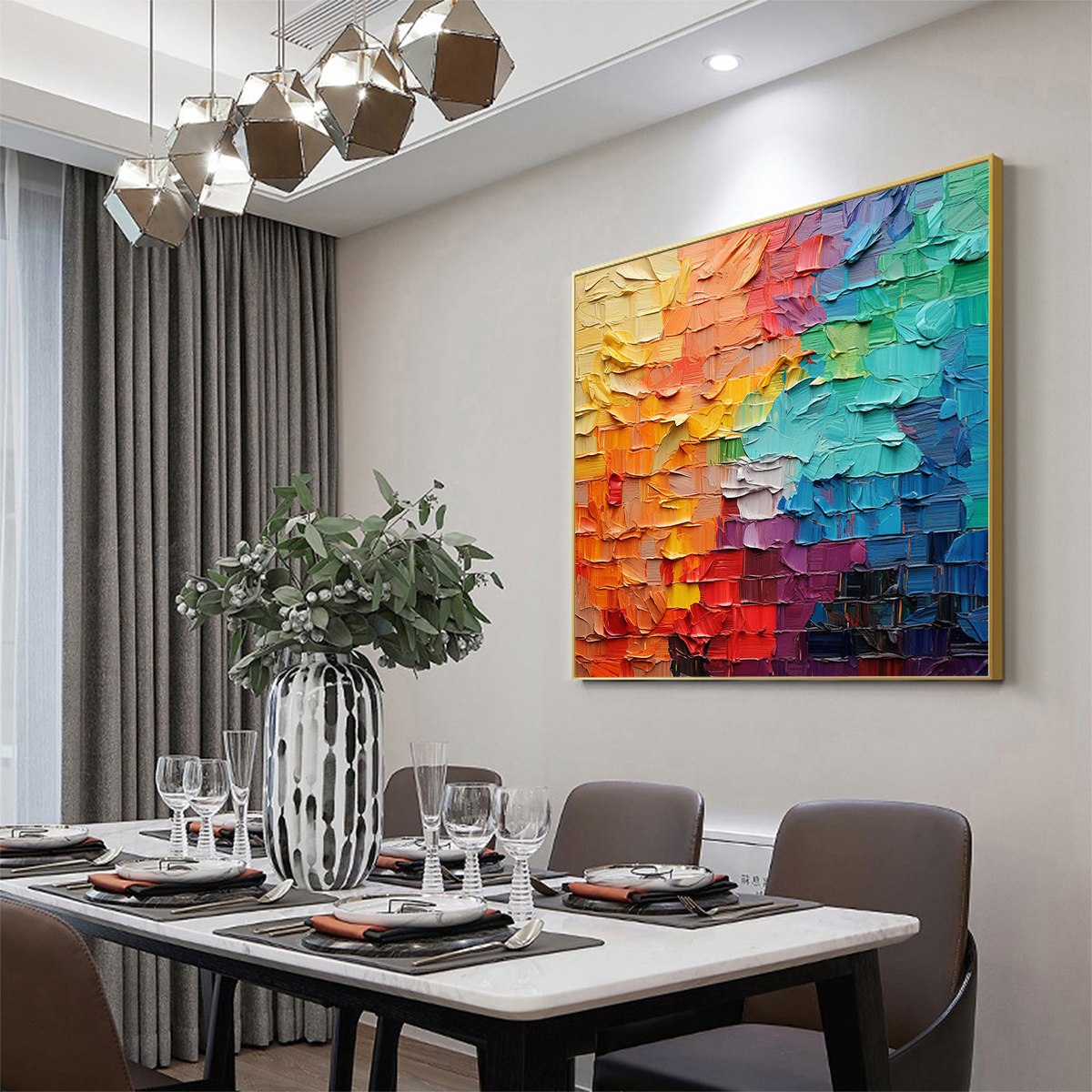 Chroma Flow: Original Textured Abstract Impasto Oil Painting - Colorful Modern Wall Art