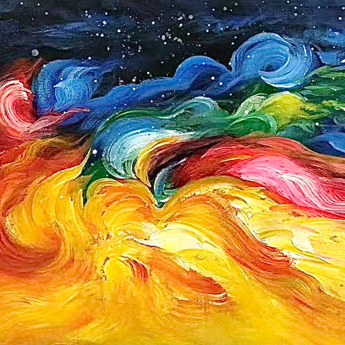 Panoramic Abstract Rainbow Oil Painting
