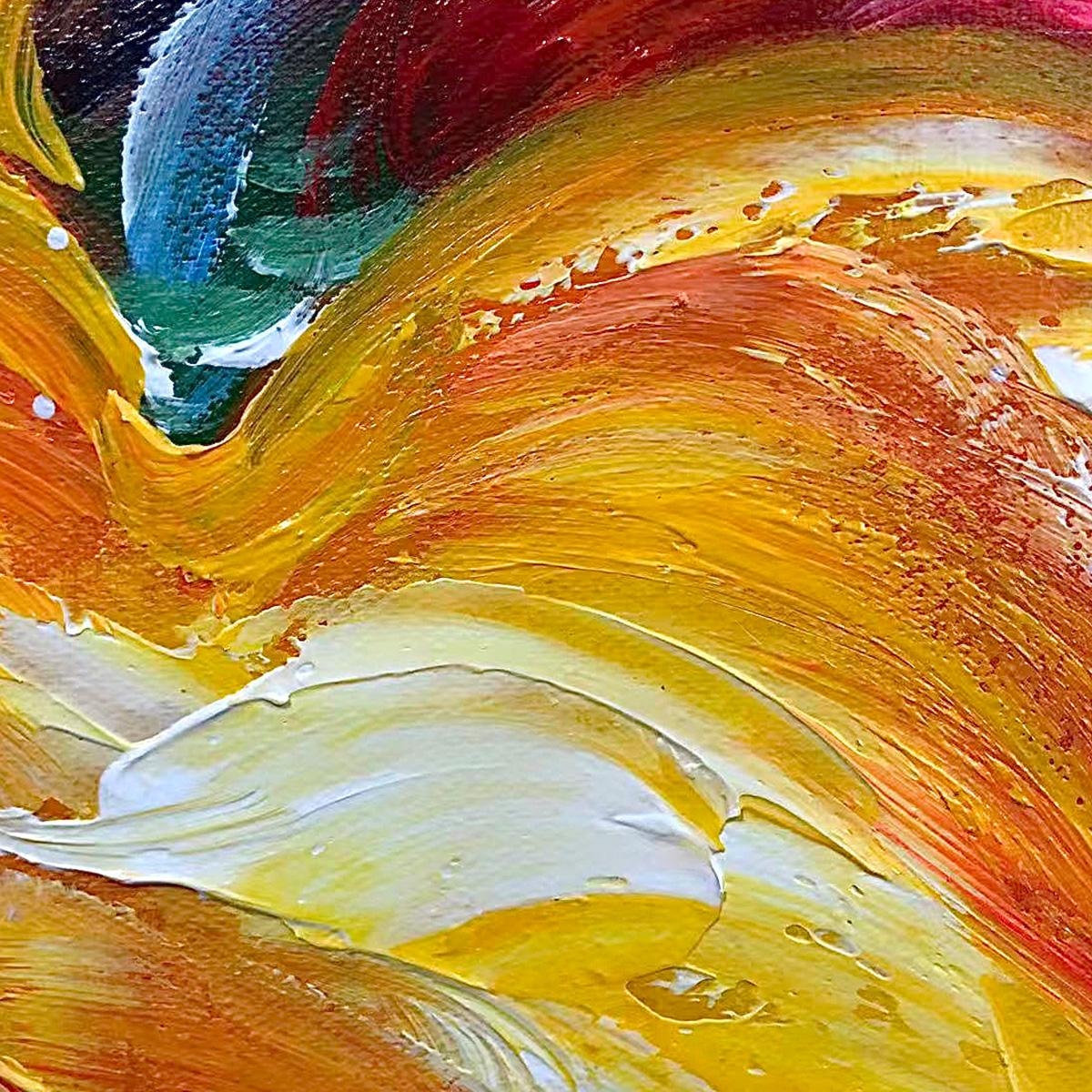 Panoramic Abstract Rainbow Oil Painting