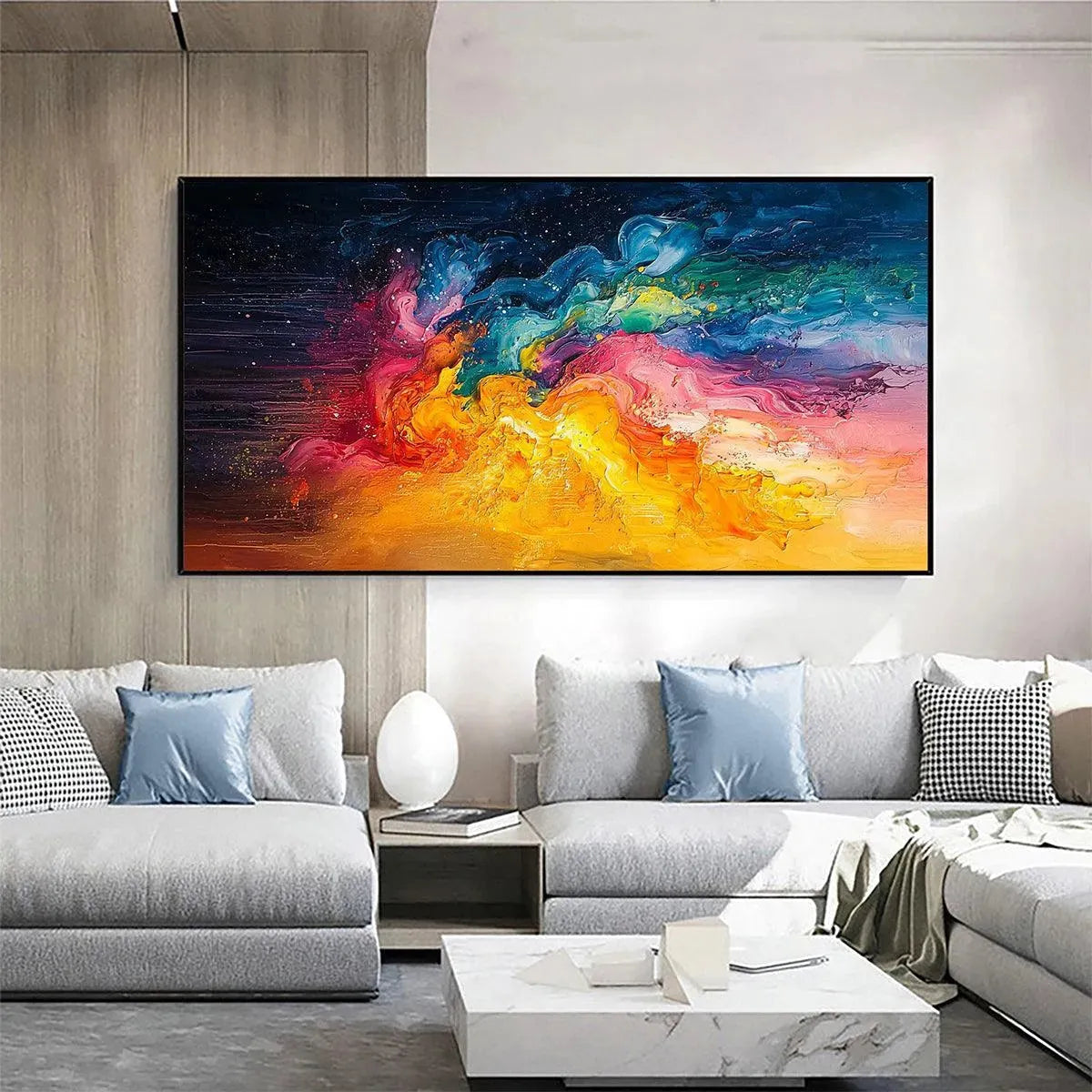 Panoramic Abstract Rainbow Oil Painting
