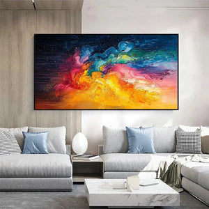 Panoramic Abstract Rainbow Oil Painting