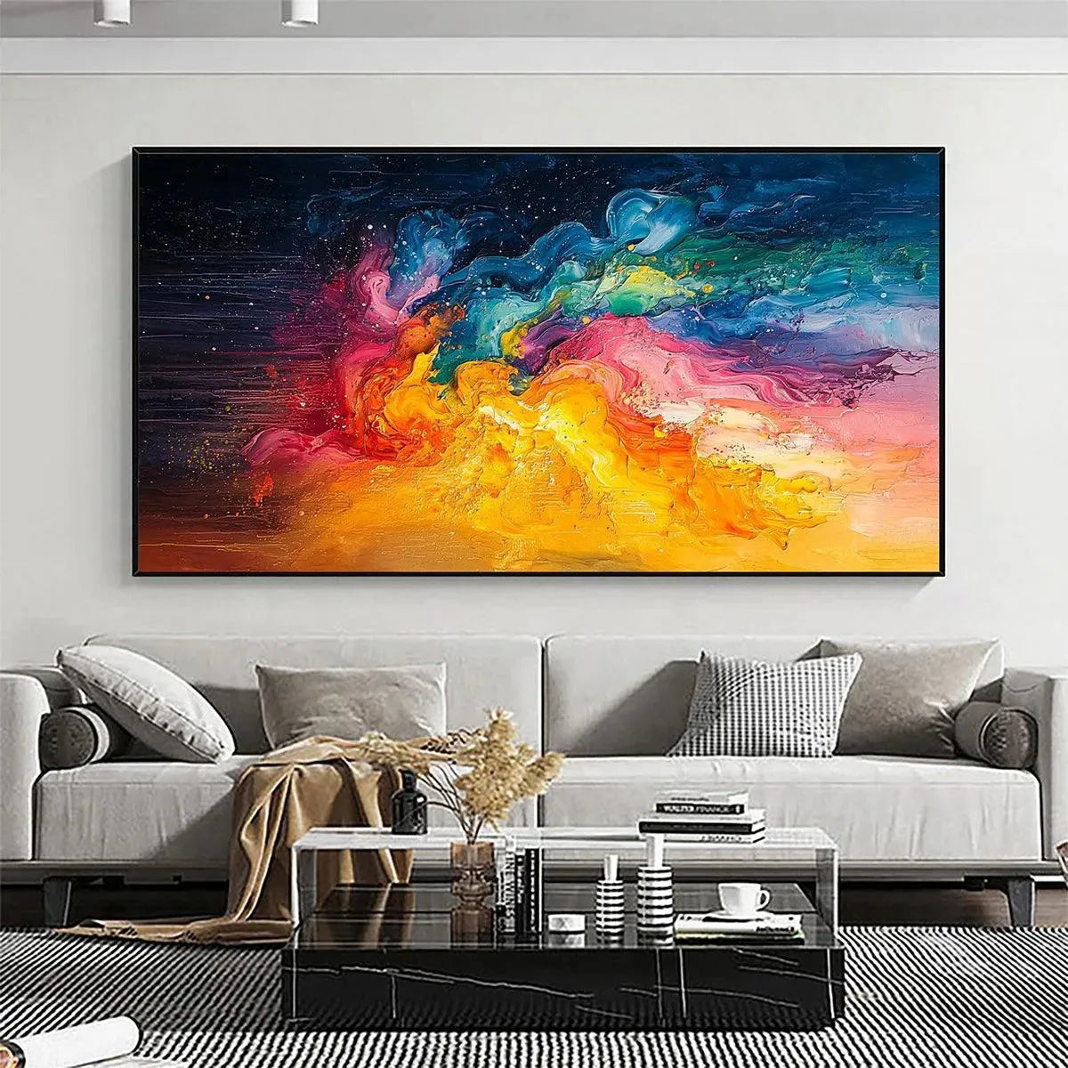 Panoramic Abstract Rainbow Oil Painting