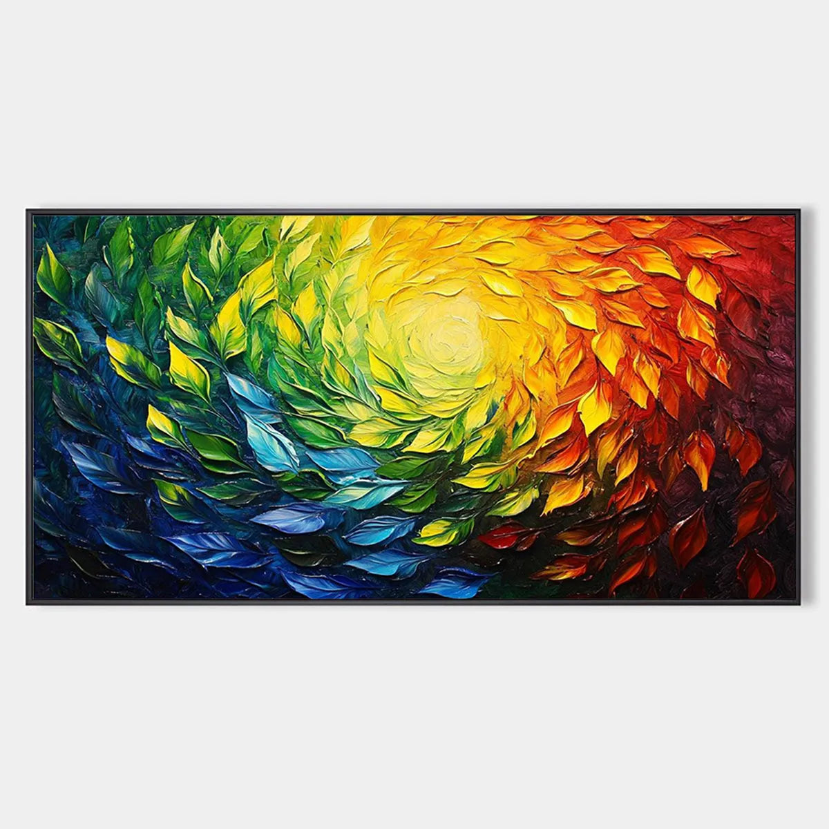 Impasto Abstract Oil Painting in Vibrant Rainbow Colors