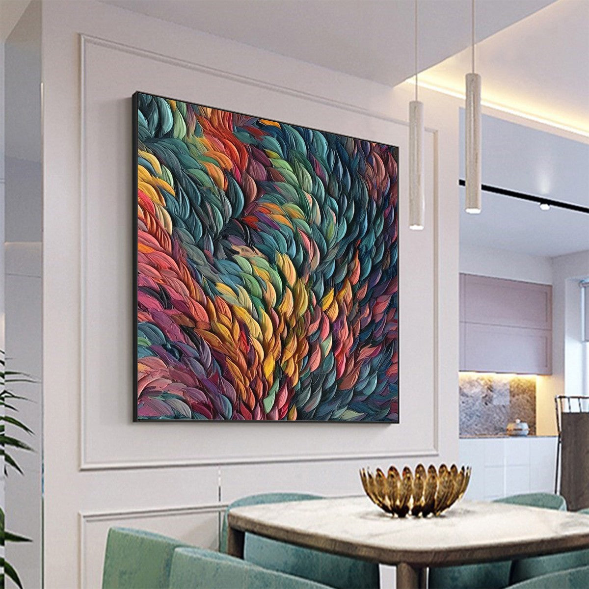 CHROMA WHIRL: Textured Impasto Oil Painting in Vibrant Multicolor