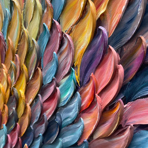 Chroma Whirl: Textured Impasto Oil Painting Canvas Wall Art Decor in Vibrant Multicolor