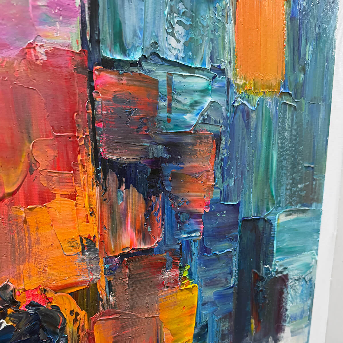 City Lights: Original Impasto Cityscape Oil Painting - Colorful