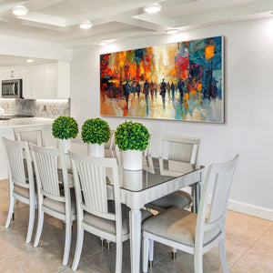 City Lights: Original Impasto Cityscape Oil Painting - Colorful Urban Wall Art Decor