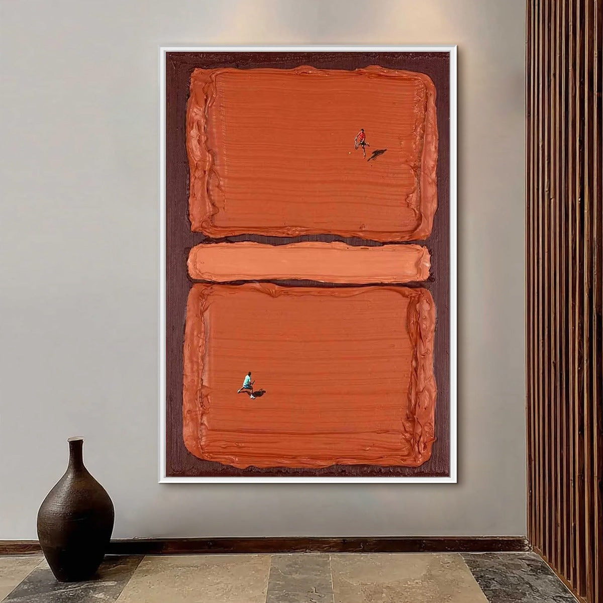 CLAY COURT Textured Minimalist Tennis Match Oil Painting