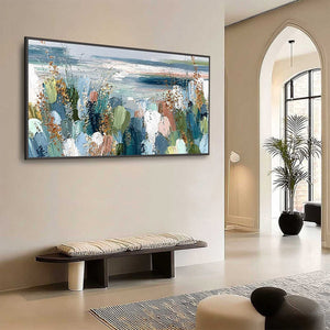 COASTAL BLOOM: Textured Abstract Seascape Impasto Oil Painting