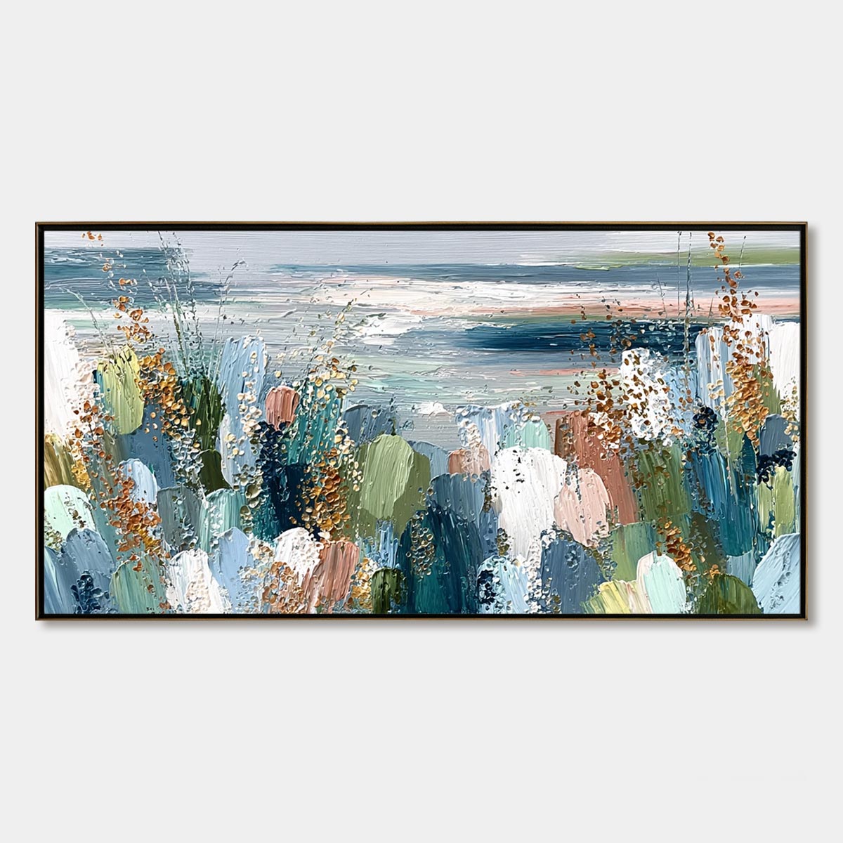 COASTAL BLOOM: Textured Abstract Seascape Impasto Oil Painting