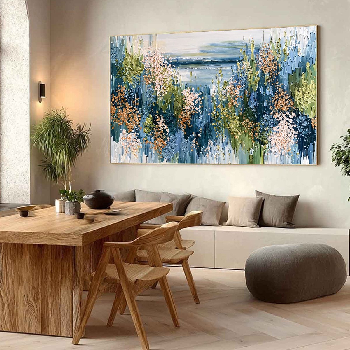 COASTAL BLOOM: Textured Impasto Painting Floral Coastline