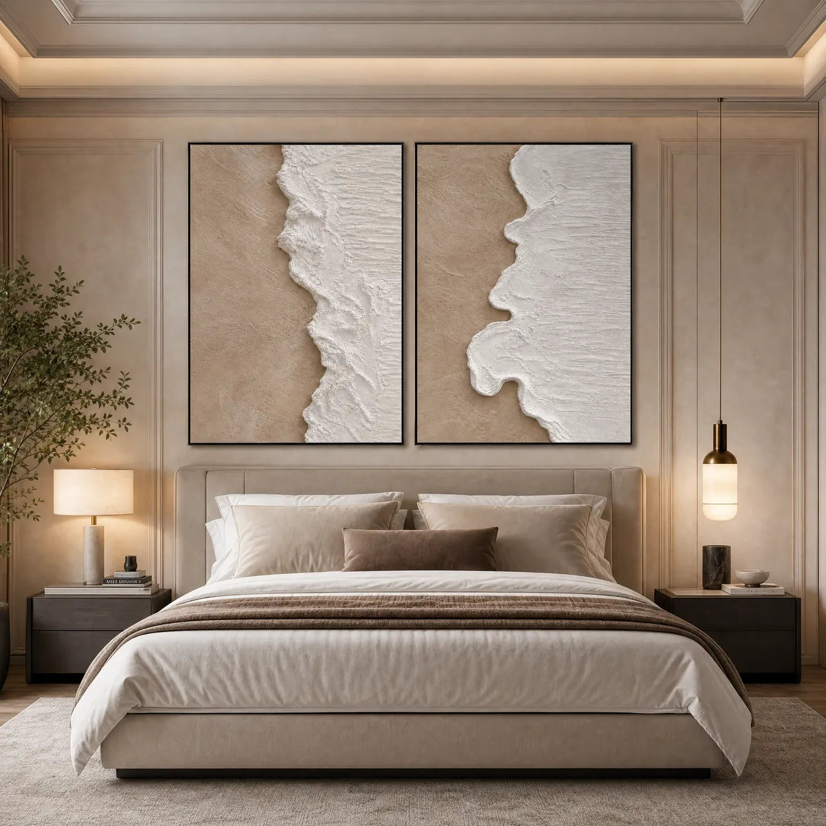 COASTAL CALM: Textured Wabi-Sabi Abstract Beach Painting Diptych