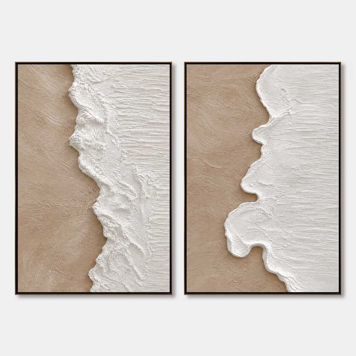 COASTAL CALM: Textured Wabi-Sabi Abstract Beach Painting Diptych