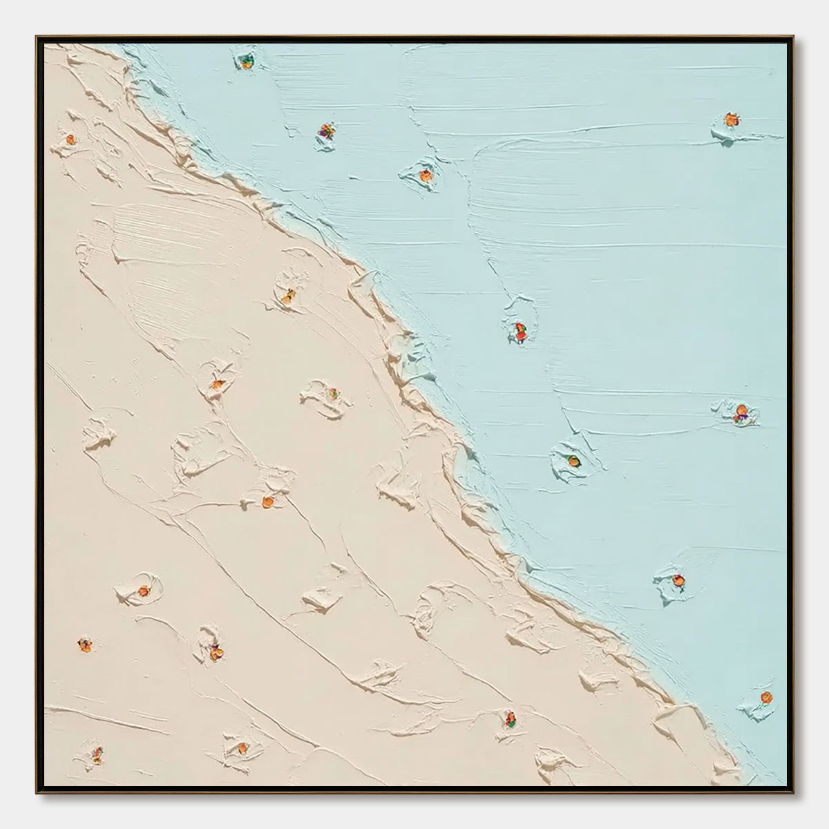 Original abstract beach painting COASTAL DAYDREAM, textured impasto modern wall art.