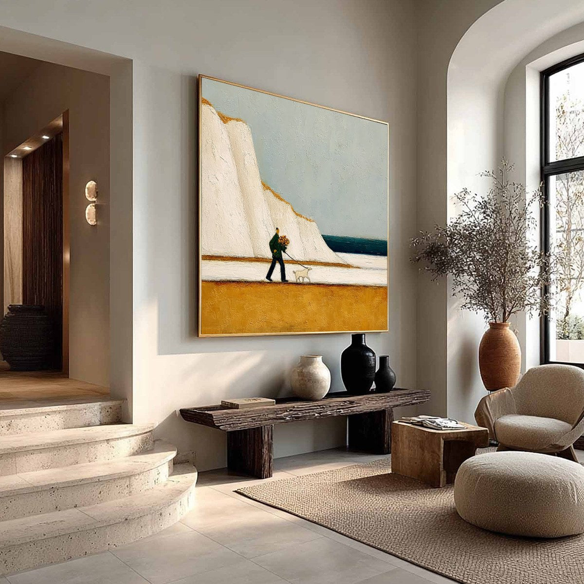 COASTAL DEVOTION: Textured Wabi Sabi Seascape Oil Painting