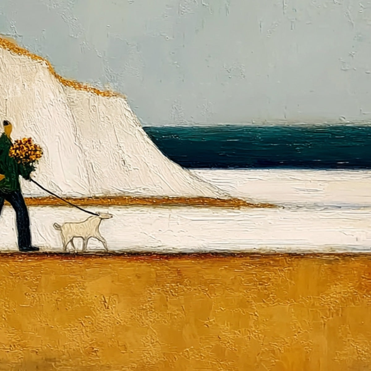 COASTAL DEVOTION: Textured Wabi Sabi Seascape Oil Painting
