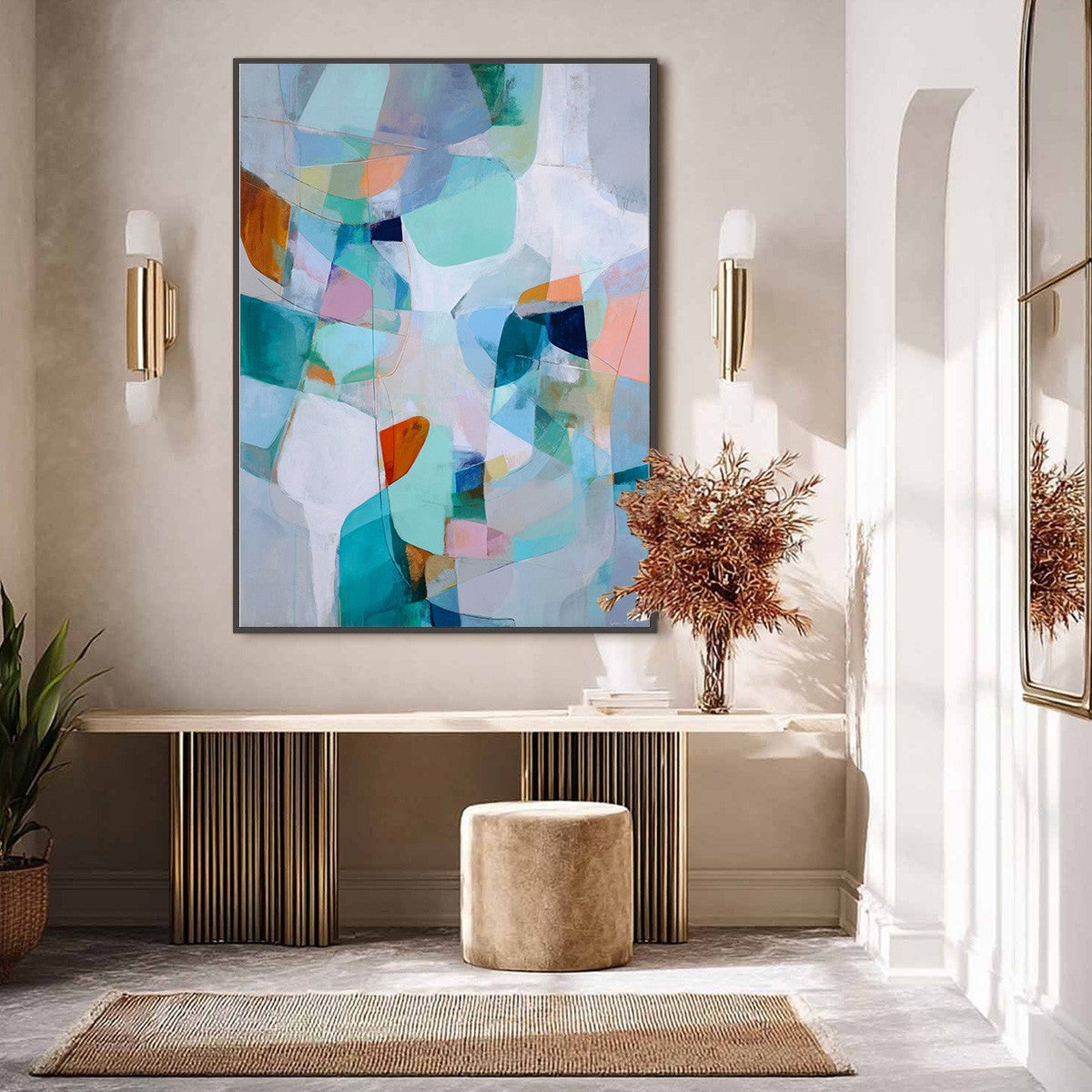 COASTAL DRIFT: Colorful Abstract Vertical Composition Art